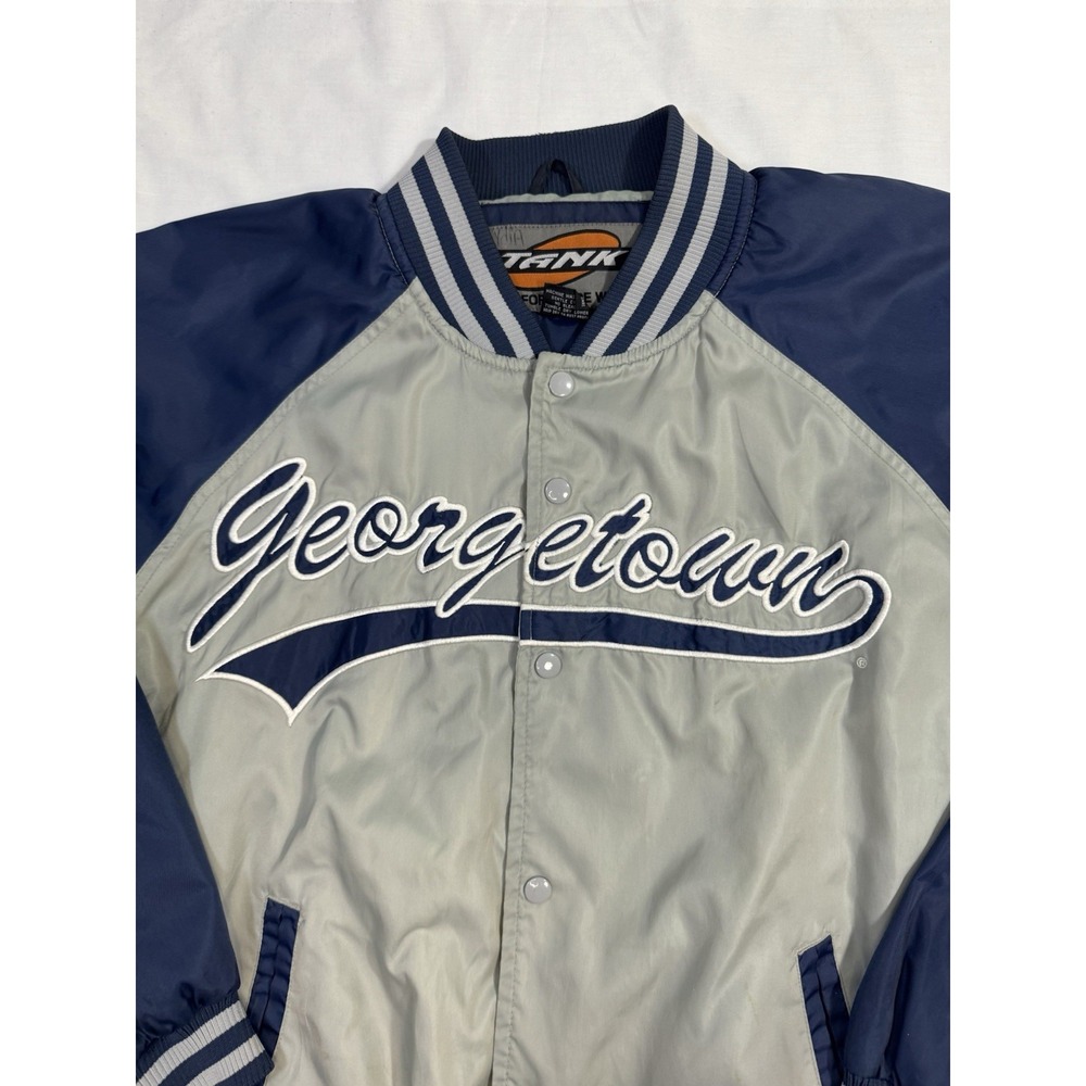 VTG Georgetown Hoyas NCAA Satin Snap Varsity Letterman Jacket Coat Mens Large
